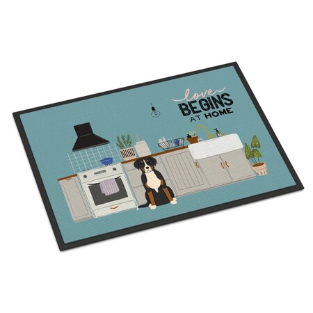 Carolines Treasures 18 x 27 in. Greater Swiss Mountain Dog Kitchen Scene Indoor or Outdoor Mat CK7741MAT